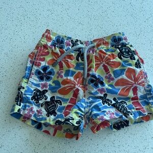 Vilebrequin size 4 boys swim perfect Colorful Floral and Turtle Print Shorts
